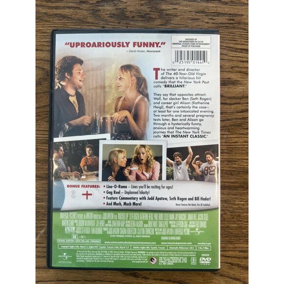 Knocked Up 2007 DVD Widescreen Comedy Seth Rogen Katherine Heigl Pre-Owned - Picture 2 of 4
